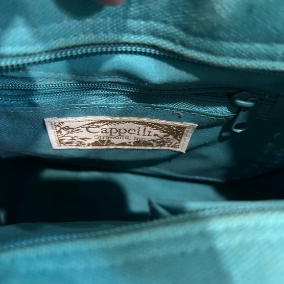 Lot of 2 straw woven bags summer beach aqua tan Capelli Austin Clothing Co. - Picture 5 of 6